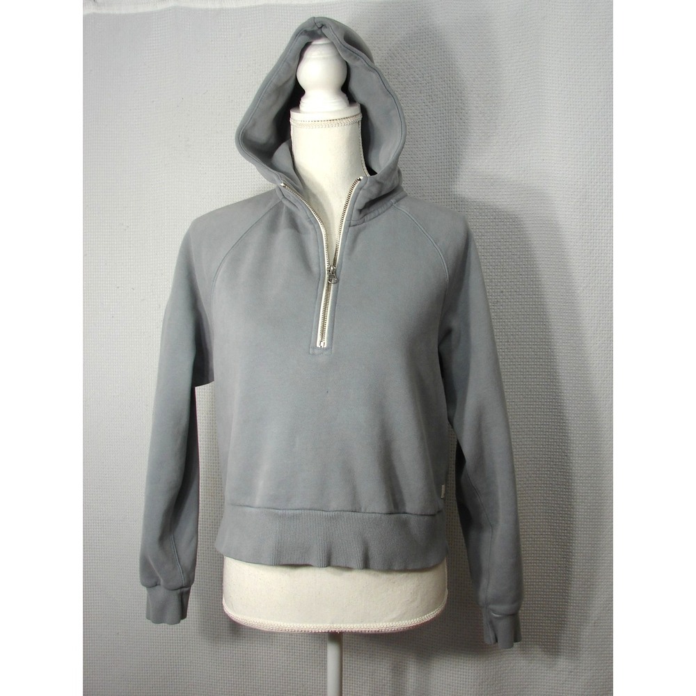 Vuori Restore Crop 1/4 Zip Hoodie Gray XS VW288 Soft Cozy Sweatshirt Flaw Read